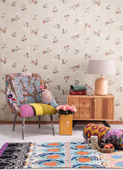 vintage and retro living room old interior style