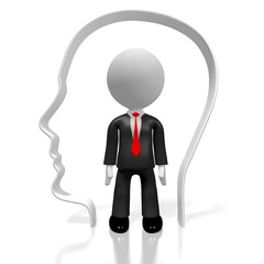 3D head concept, businessman