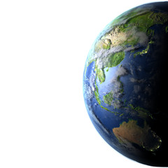 East Asia and Australia on planet Earth