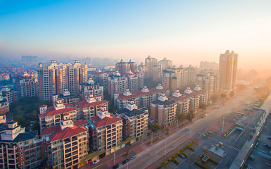 Naklejka na ściany i meble February 29, 2016 China: Guangzhou City Building in the morning, taken from a high angle