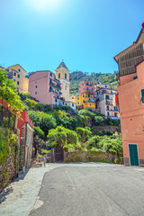 Picturesque street in Manarola. Cinque Terre in Italy.