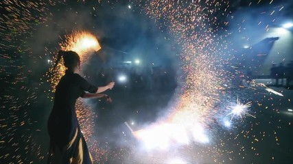 Amazing Fire Show at night