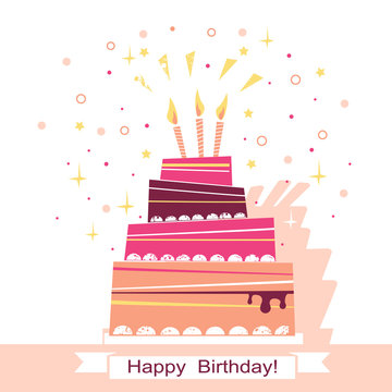 Birthday sweet cake vector card