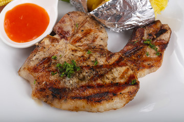 Grilled pork steak