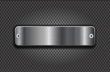 Metal perforated background with stainless steel long button with rivets
