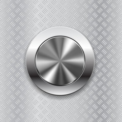 Round switch knob button on metallic non slip background