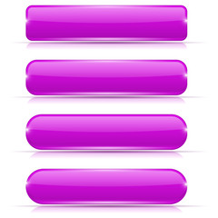 Purple glass buttons. Set of long rectangular web interface icons