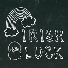 Black Chalkboard Background Irish Luck Lettering