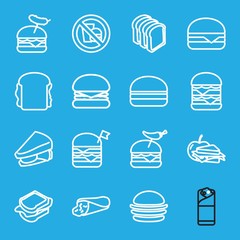 Set of 16 sandwich outline icons