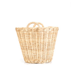 Obraz premium empty brown Wicker baskets on white background