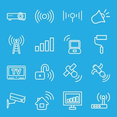 Set of 16 signal outline icons