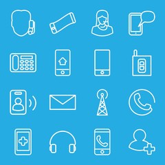 Set of 16 contact outline icons