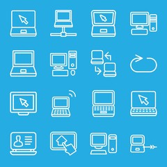 Set of 16 desktop outline icons