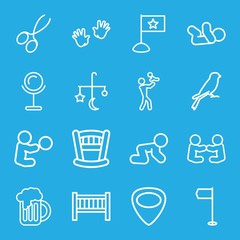 Set of 16 small outline icons