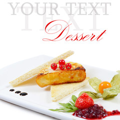 dessert cake with red currant