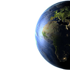 Europe and Africa on planet Earth