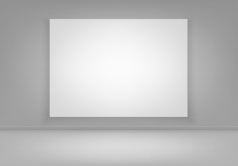 Vector Empty Blank White Mock Up Poster Picture Frame on Wall with Floor Front View