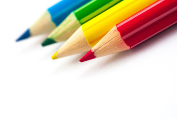 Selective Focus, Colour Pencil on the white background