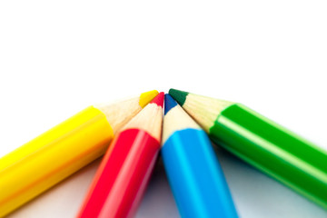 Selective Focus, Colour Pencil on the white background