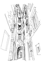 vector sketch of urban scene in Zadar. Croatia.