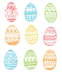 Collection of hand drawn vector easter ornamental rich decorated