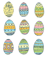 Collection of hand drawn vector easter ornamental rich decorated