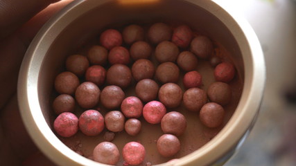 Professional palette of brown and pink color for makeup