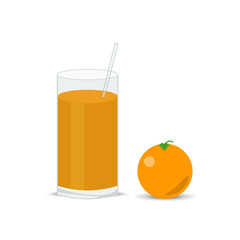 Fresh orange and a glass of juice squeezed