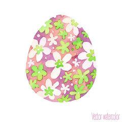 Vector isolated watercolor hand drawn Easter egg