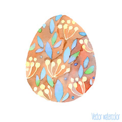 Vector isolated watercolor hand drawn Easter egg