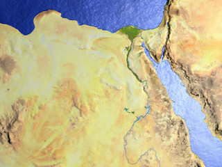 Egypt on realistic model of Earth
