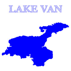 Obraz premium Isolated blue map of Lake Van, located in eastern Turkey - Eps10 vector graphics and illustration