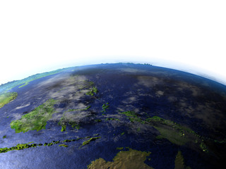 Papua on realistic model of Earth