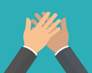 Fototapeta premium Hands doing or giving high five. Flat design