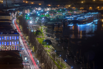 night cityscape view city of Porto and Douro river in Portugal
