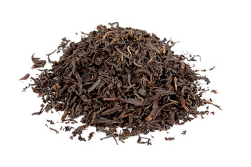 Dry black tea isolated on white