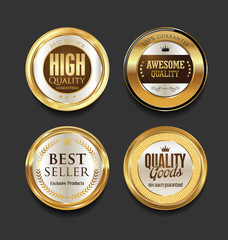 Golden badges and labels with laurel wreath collection 