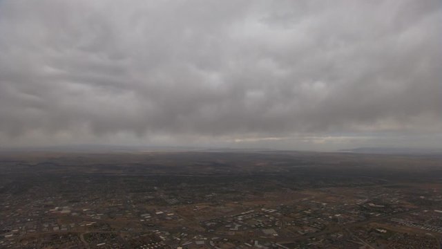 Rain clouds and storm, seen from the air