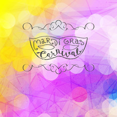 Mask with the words "Mardi Gras". Background Show.