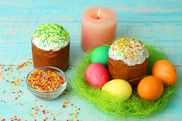 Easter bread and eggs