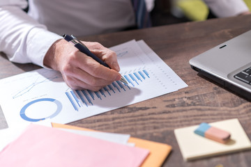 Businessman analyzing financial data