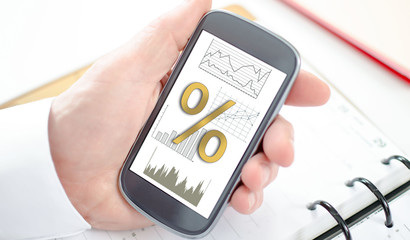 Interest rates concept on a smartphone