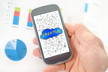 Creativity concept on a smartphone