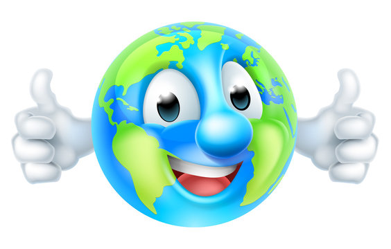 Cartoon World Earth Day Thumbs Up Globe Character