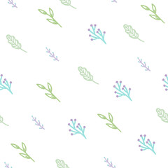 Cute branches seamless pattern. Vector hand drawn background
