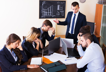 Furious head of company and subordinates