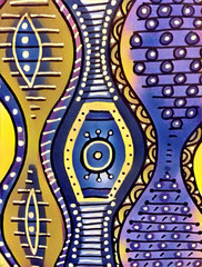 Wave and stripe. Digital illustration on canvas texture