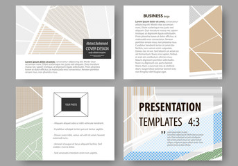 Set of business templates for presentation slides. Easy editable layouts. City map with streets. Flat design template, tourism businesses, abstract vector illustration.
