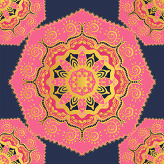 Seamless pattern with mandalas in beautiful colors. Vector background.