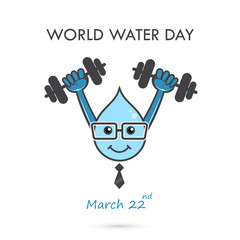 World water day illustration cartoon design.Water cartoon mascot character.Water drop icon vector logo design template.World Water Day idea campaign